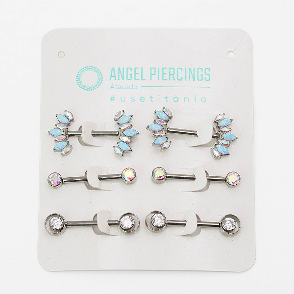 KOR05 Kit Nipple Cristal - Boreal - Azul Titânio ASTM F-136