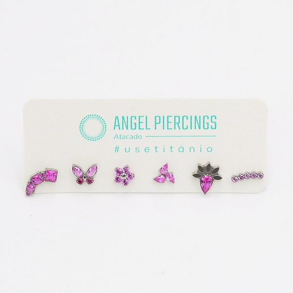 KOR09 KiT Labret Rosa Titânio ASTM F-136