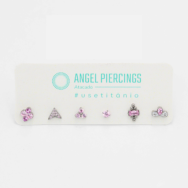 KOR11 Kit Labret Rosa Claro Titânio ASTM F-136