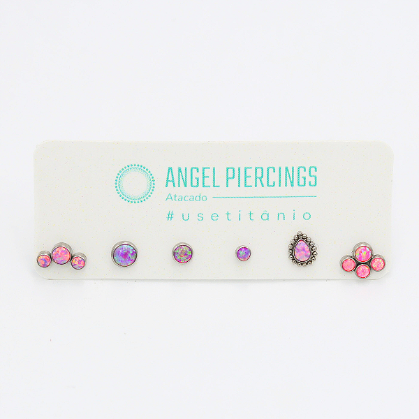 KOR12 Kit Labret Opala Rosa Titânio ASTM F-136