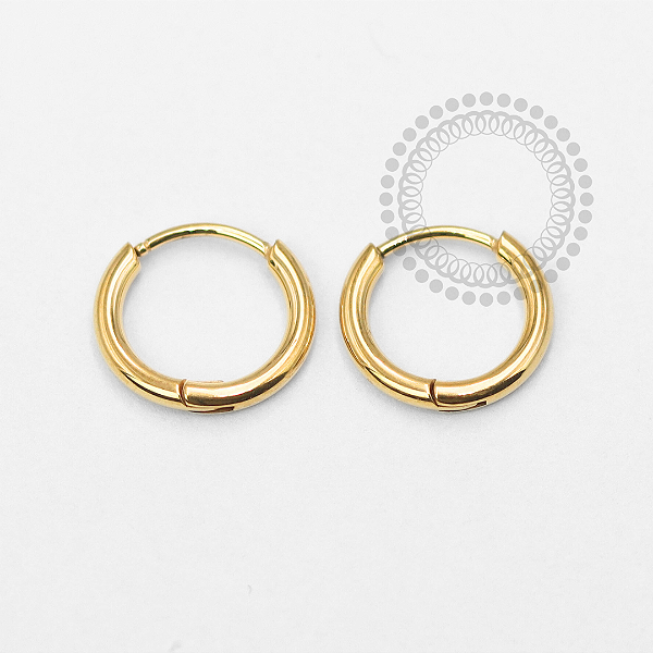 TN1848 Par De Brincos Argolinha Lisa 20mm Titânio PVD Gold