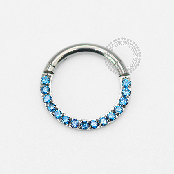 TN1855 Segmento Frontal CZ Azul Safira Titânio ASTM F136