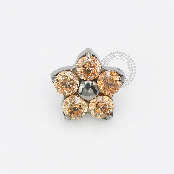 TN1860 Topo Flor CZ Champanhe 4.5mm Titânio ASTM F136