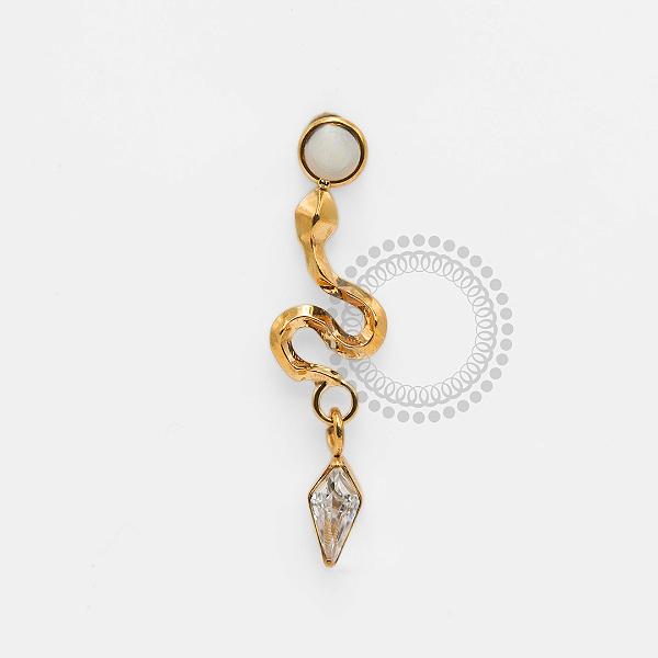 TN1871 Pingente Cobra Com Adereço Navete Cristal Titânio PVD Gold