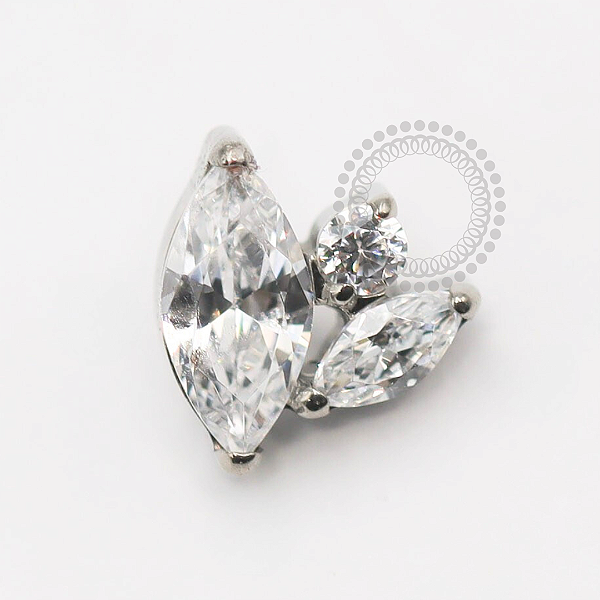 TN1888 Topo 2 Pétalas e 1 Ponto De Luz Cristal Titânio ASTM F-136