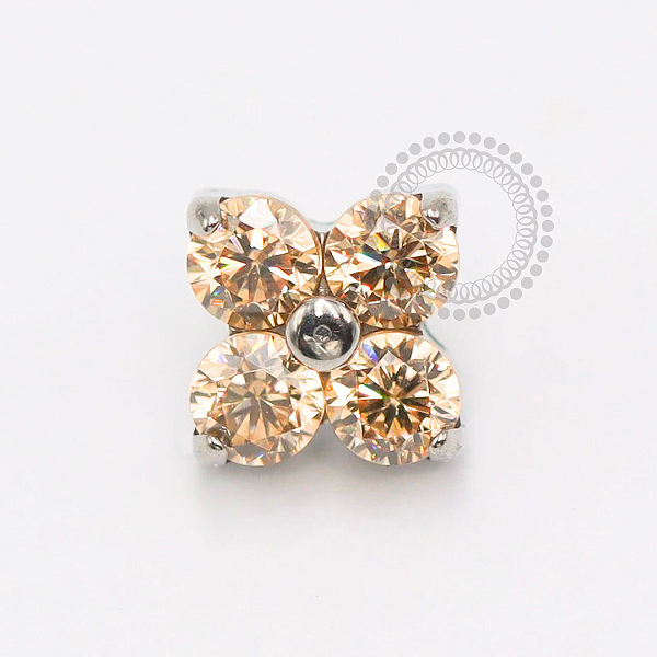 TN1898 Topo Flor Zircônias Champanhe Titânio ASTM F-136