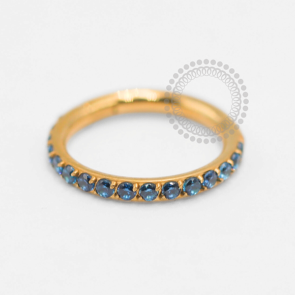 TN1906 Segmento Zircônia Azul Safira Titânio PVD Gold
