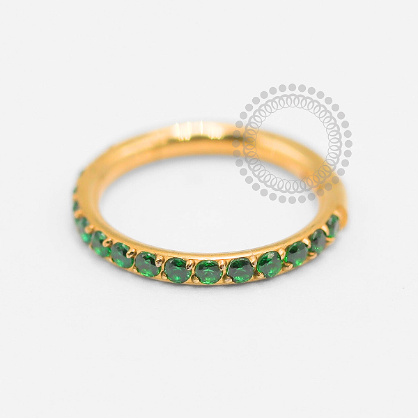 TN1907 Segmento Zircônia Verde Esmeralda Titânio PVD Gold