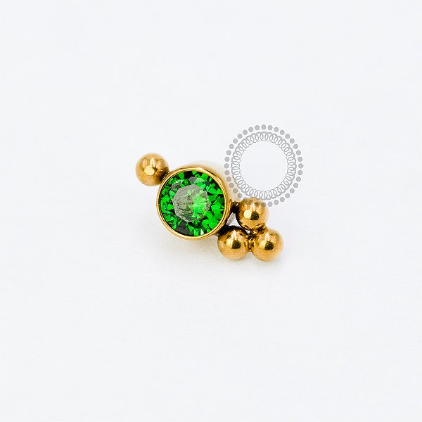 TN1919 Topo Zircônia 4 Esferas Titânio PVD Gold