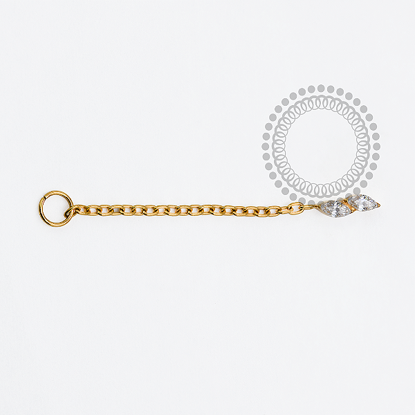 TN1956 Topo 2 Navetes CZ Corrente Titânio PVD Gold