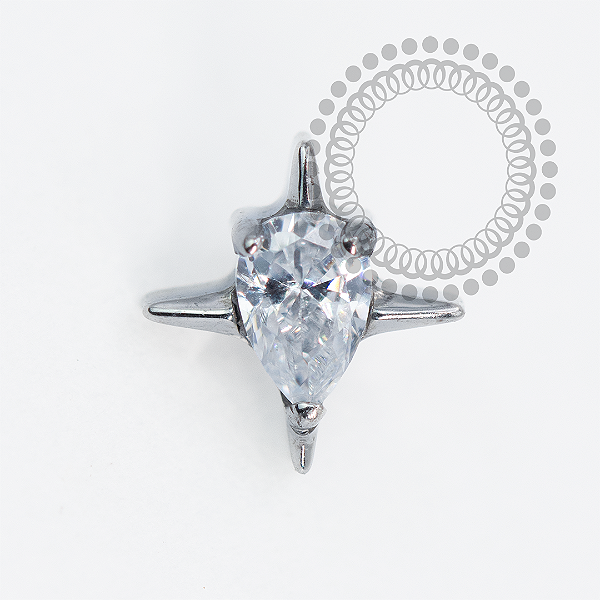 TN2017 Topo Mini Estrela Gota CZ Titânio ASTM F136