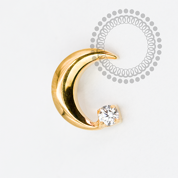 TN1992 Topo Lua Crescente CZ Titânio PVD Gold