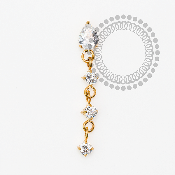 TN2037 Topo Pingente Gota CZ Titânio PVD GOLD