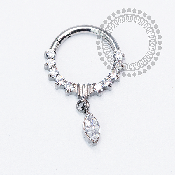 TN2055 Segmento Frontal Cz Pingente 8mm Titânio ASTM F136