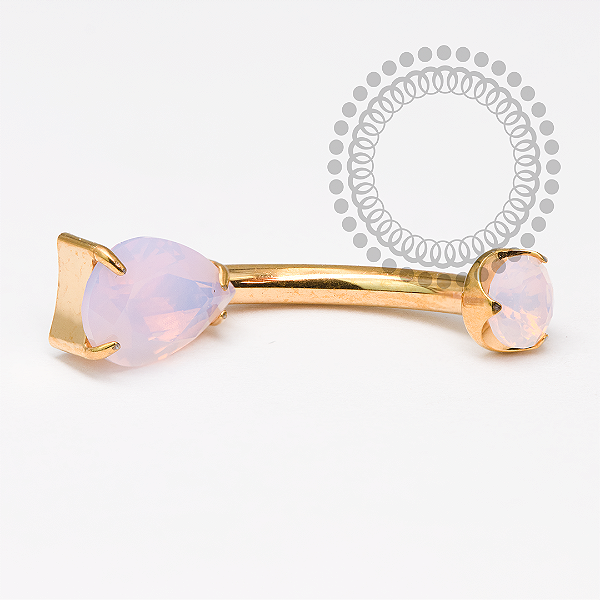 TN2060 Navel Gota Quartzo Rosa Titânio PVD GOLD