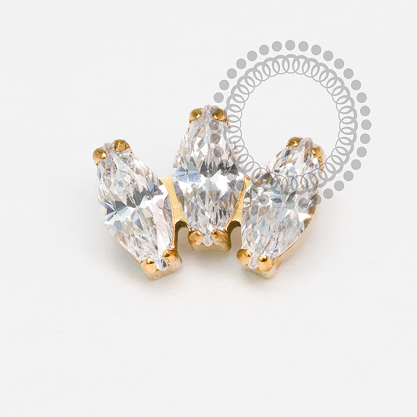TN2080 Topo Trio Navetes CZ Titânio PVD GOLD