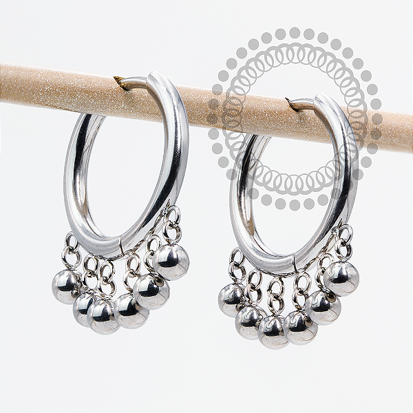 TN2079 Brinco Argola 12mm Esfera Titânio PVD Gold