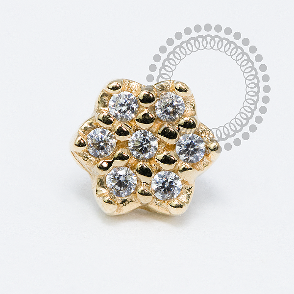 OR104 Topo Flor 7 Pétalas Ouro 18K