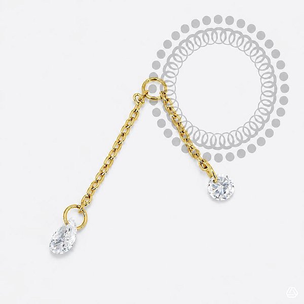 TN2092 Pingente CZ Gota Titânio PVD Gold