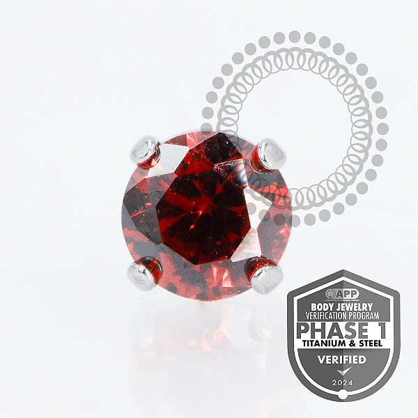 TT08 Topo CZ Red ProngSet Push Pin Titânio Mill®