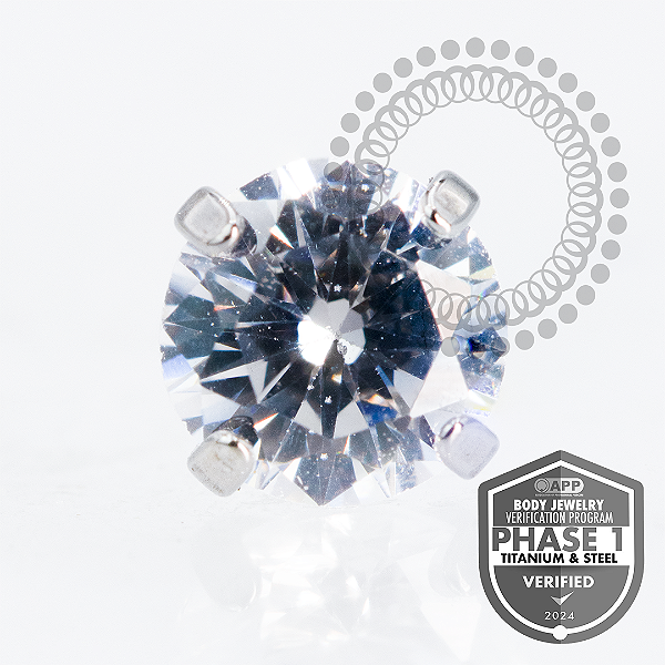 TT13 Topo CZ Cristal ProngSet Push Pin Titânio Mill®