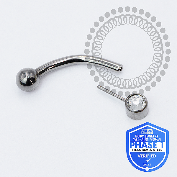 TT57 Microbell Curvo c/ 1 Cristal Push Pin Titânio Mill®