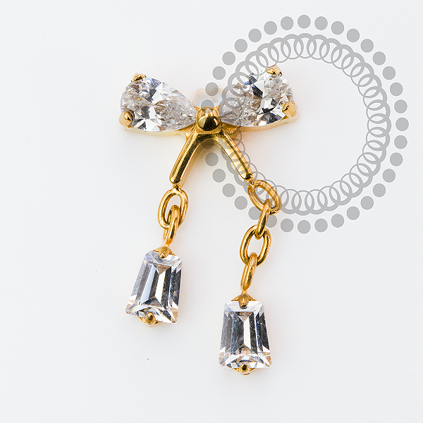 TN2149 Topo Laço Pingente CZ Titânio PVD Gold