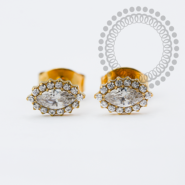 TN2132 Brinco Marquise CZ Titânio PVD Gold