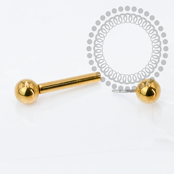 TN2141 Barbell Reto 1.6mm Push Pin Titânio PVD Gold