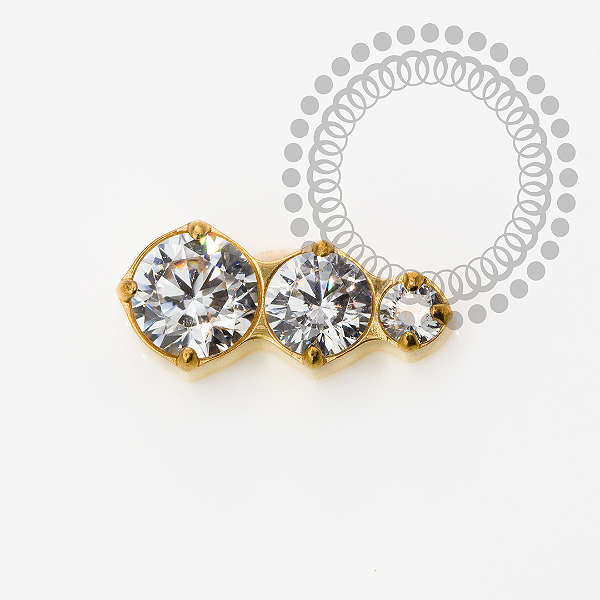 TN2179 Topo Cluster 3 CZ Push Pin Titânio PVD Gold