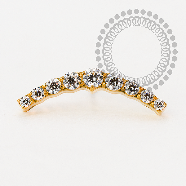 TN2184 Topo Cluster CZ Push Pin Titânio PVD Gold