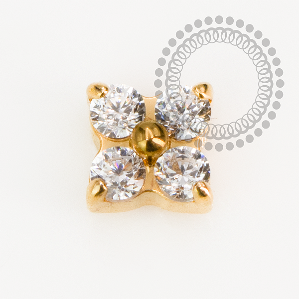 TN2210 Topo Micro Trevo CZ Push Pin Titânio PVD Gold