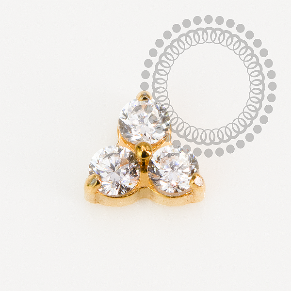 TN2212 Topo Mini Trinity Luxo CZ Titânio PVD Gold