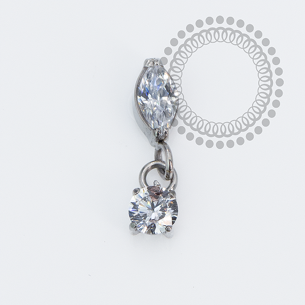 TN2252 Topo Navete Vertical Pingente Push Pin CZ Titânio ASTM F136