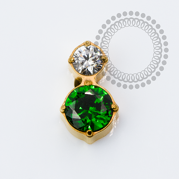 TN2291 Topo CZ Esmeralda e Cristal Titânio PVD Gold