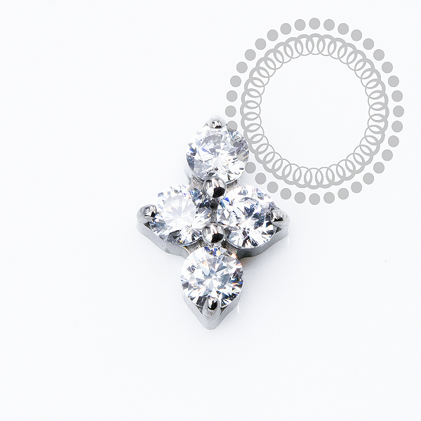 TN2366 Topo Mini Clover CZ Cristal Push Pin Titânio ASTM F136