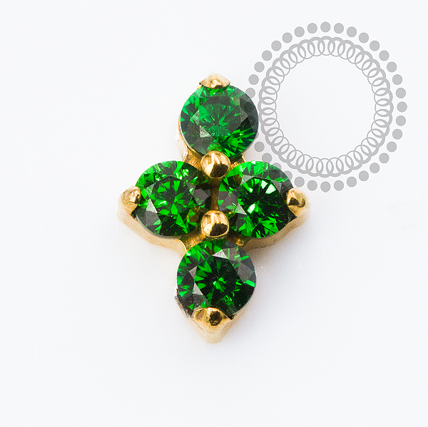 TN2350 Topo Mini Clover CZ Verde Push Pin Titânio PVD Gold