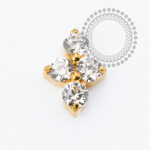 TN2349 Topo Mini Clover CZ Cristal Push Pin Titânio PVD Gold