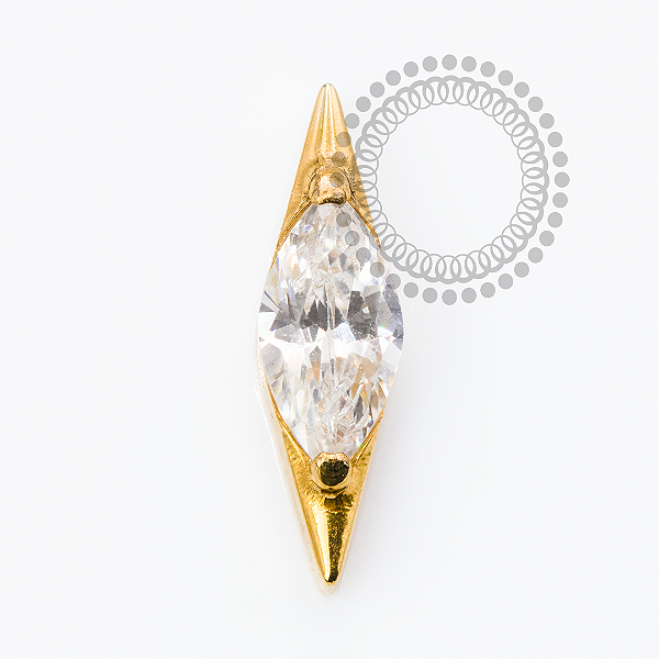 TN2361 Topo Marquise CZ Navete Titânio PVD Gold
