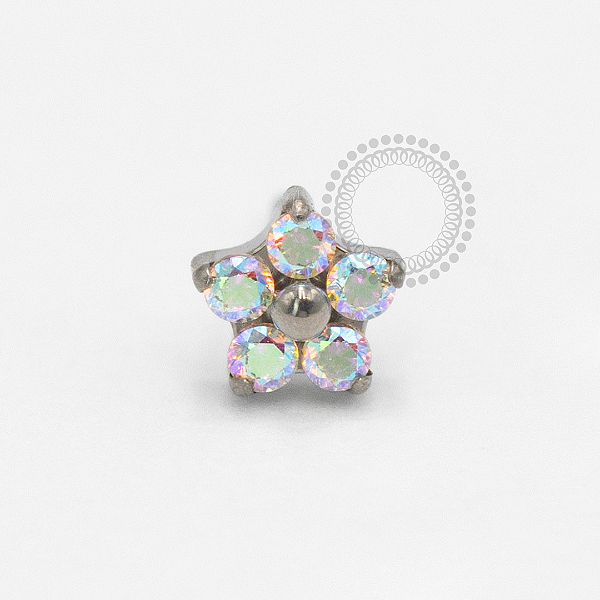 TN2374 Topo Micro Flor CZ Boreal Push Pin Titânio ASTM F136