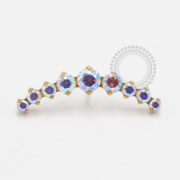 TN2379 Topo Cluster CZ Boreal Push Pin Titânio PVD Gold