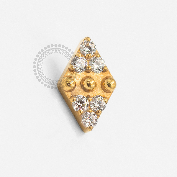TN2384 Topo Losango CZ Detalhada Titanio PVD Gold