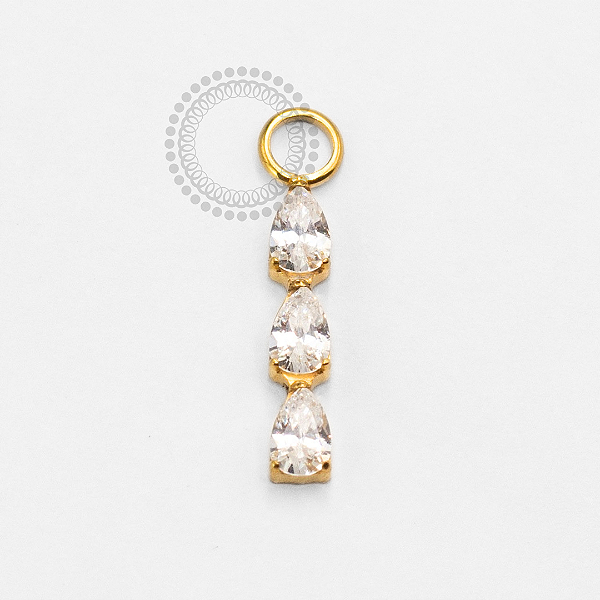TN2387 Pingente 3 Gotas CZ Titânio PVD Gold