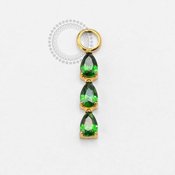 TN2388 Pingente 3 Gotas CZ Verde Titânio PVD Gold