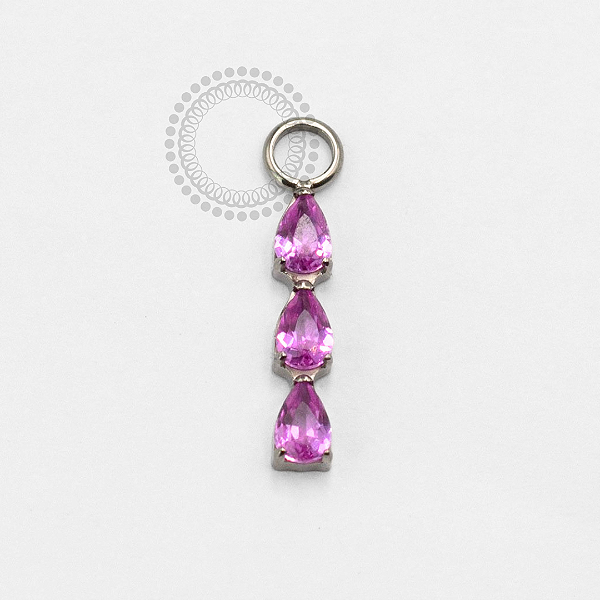 TN2391 Pingente 3 Gota CZ Rosa Titanio ASTM F136