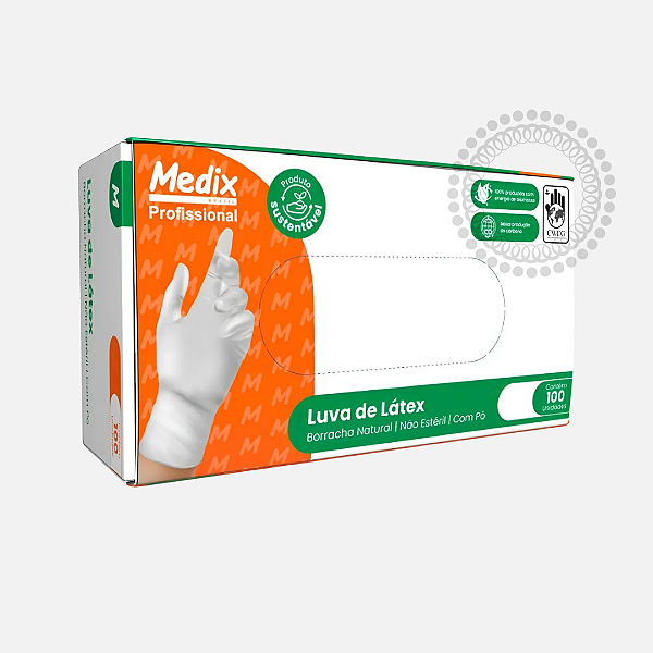 DC12 Caixa de Luvas Látex Branca C/Pó Medix