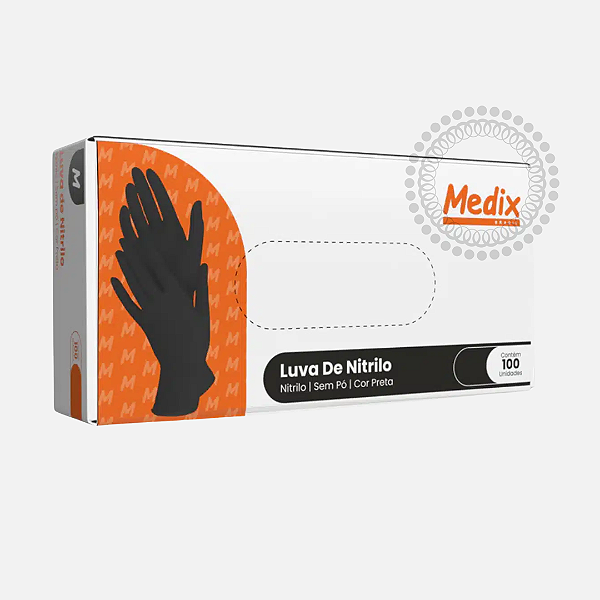 DC13 Caixa de Luvas Nitrilo Preta S/Pó Medix