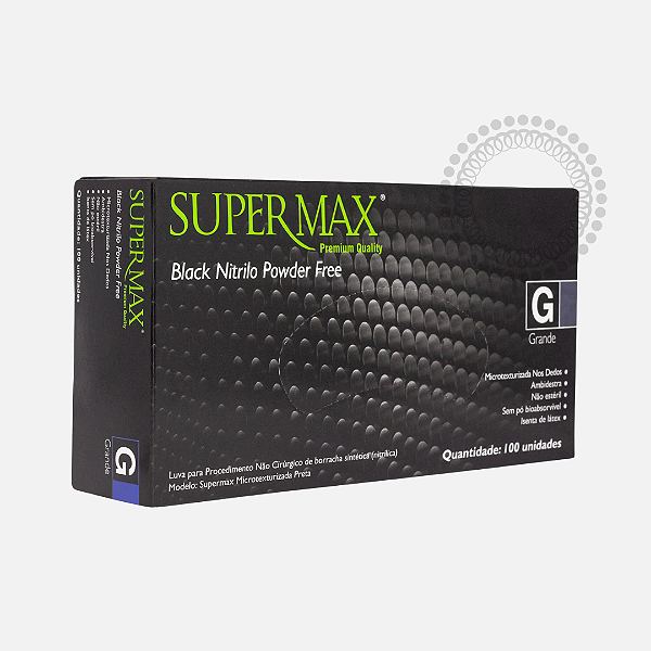 DC14 Caixa de Luvas Nitrilo Preta S/Pó Super Max