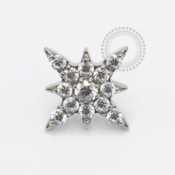 TN2399 Topo Estrela Dalva CZ Push Pin Titânio ASTM F136