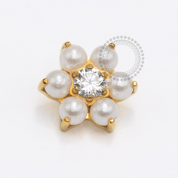 TN2401 Topo Flor de Pérolas Titânio PVD Gold